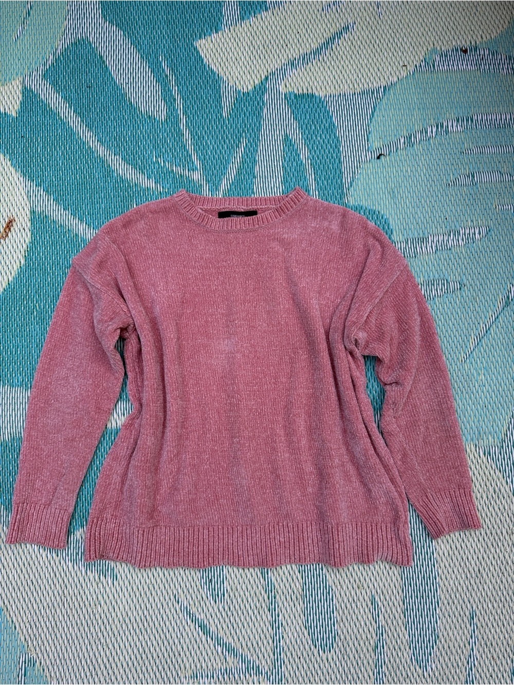 Cozy Chenille Crewneck Sweater - Dusty Rose